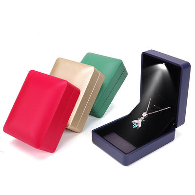 بسته جواهرات Hanhong Gold Leather LED Ring Box با چاپ صفحه ابریشم و نور