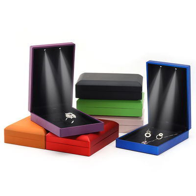 Hanhong Custom Logo Spray Paint Jewelry Packaging Box for Earrings Necklace Ring LED Set جعبه بسته بندی جواهرات برای گوشواره ها گردنبند حلقه های ال ای دی