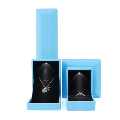 مستطیل سایز سفارشی رنگ آبی حلقه LED جعبه جواهرات برای گوشواره های گردنبند دستبند