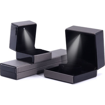 Hanhong Custom Logo LED Light Jewelry Packaging Box in Gray for Bracelet گردنبند و حلقه با رنگ خاکستری