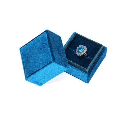 خرید جعبه ذخیره حلقه مربع آبی روشن برای اندازه سفارشی زیورآلات مخملی در مخملی online manufacture