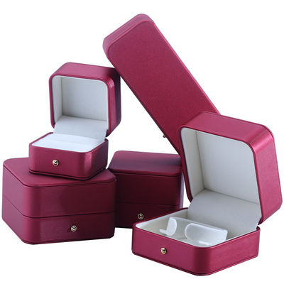 Hanhong Custom Red PU Leather Jewelry Packaging Box for Wedding Necklace Earrings Ring باکس بسته بندی جواهرات چرم قرمز برای گردنبند عروسی گوشواره