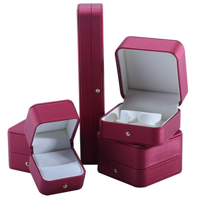 Hanhong Custom Red PU Leather Jewelry Packaging Box for Wedding Necklace Earrings Ring باکس بسته بندی جواهرات چرم قرمز برای گردنبند عروسی گوشواره