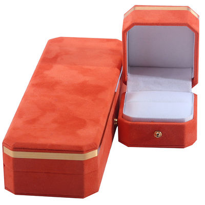 خرید بسته جواهرات برای گردنبند عروسی گوشواره ها و حلقه ها Hanhong Custom Orange Velvet Box online manufacture