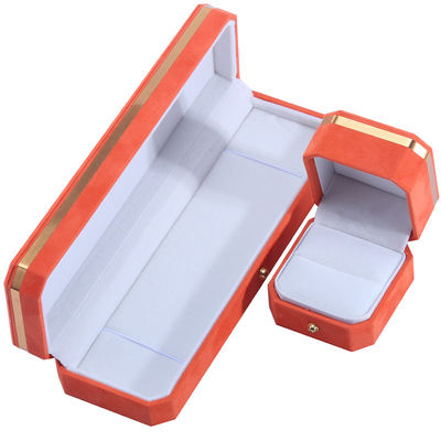 بسته جواهرات برای گردنبند عروسی گوشواره ها و حلقه ها Hanhong Custom Orange Velvet Box