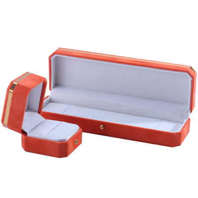 بسته جواهرات برای گردنبند عروسی گوشواره ها و حلقه ها Hanhong Custom Orange Velvet Box