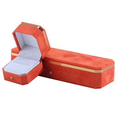 بسته جواهرات برای گردنبند عروسی گوشواره ها و حلقه ها Hanhong Custom Orange Velvet Box
