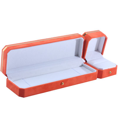بسته جواهرات برای گردنبند عروسی گوشواره ها و حلقه ها Hanhong Custom Orange Velvet Box
