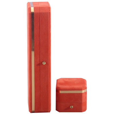 بسته جواهرات برای گردنبند عروسی گوشواره ها و حلقه ها Hanhong Custom Orange Velvet Box