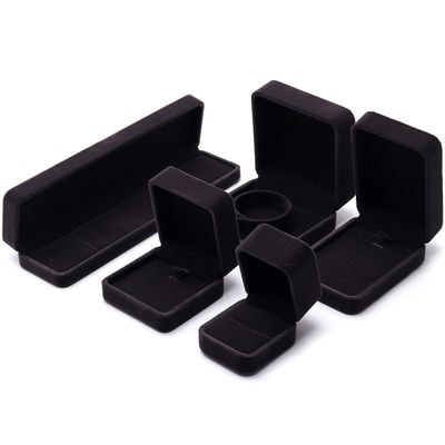 Custom Logo Printing Jewelry Ring Box in Square Shape دست ساز با مخملی خاکستری تاریک