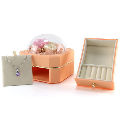 خرید جعبه جواهرات گل گردنبند حلقه جواهرات با گل رز برای روز ولنتاین online manufacture