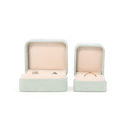 مربع سبز روشن مخملی حلقه جواهرات جعبه سفارشی جواهرات جعبه بسته بندی