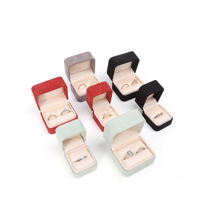 مربع سبز روشن مخملی حلقه جواهرات جعبه سفارشی جواهرات جعبه بسته بندی