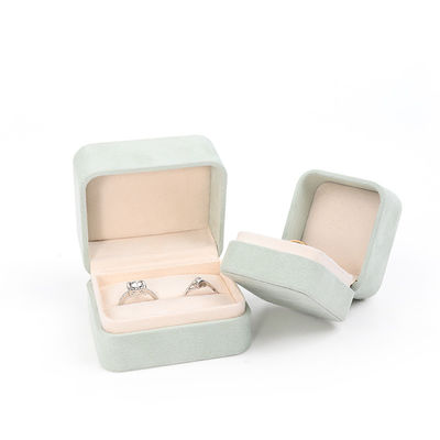 مربع سبز روشن مخملی حلقه جواهرات جعبه سفارشی جواهرات جعبه بسته بندی