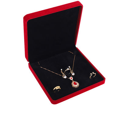 OEM ODM باکس جواهرات مخملی لوکس لوگو قابل سفارشی شدن جعبه جواهرات مخملی قرمز