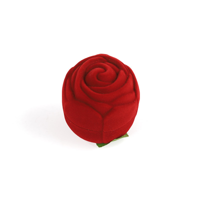 customizable hign end red velvet rose flower jewelry ring box for Valentine's Day