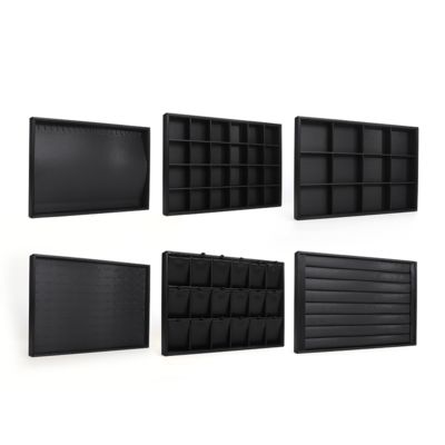 سینی‌های جواهرات چرمی مشکی لوکس قابل تنظیم OEM سینی‌های جواهرات برای نمایش انگشتر، دستبند، گردنبند