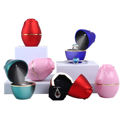 2021 Rose Design LED Light Jewelry Packaging Box برای پلاستیک و مخملی سفارشی شده