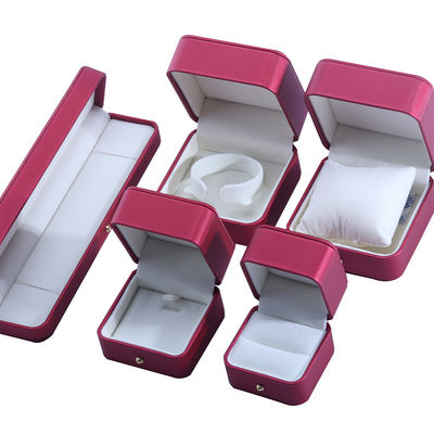 Hanhong Custom Red PU Leather Jewelry Packaging Box for Wedding Necklace Earrings Ring باکس بسته بندی جواهرات چرم قرمز برای گردنبند عروسی گوشواره