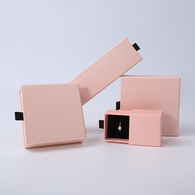 جعبه جواهرات مستطیلی سازگار با محیط زیست، کاغذی، صورتی، کشویی، جعبه جواهرات مربع